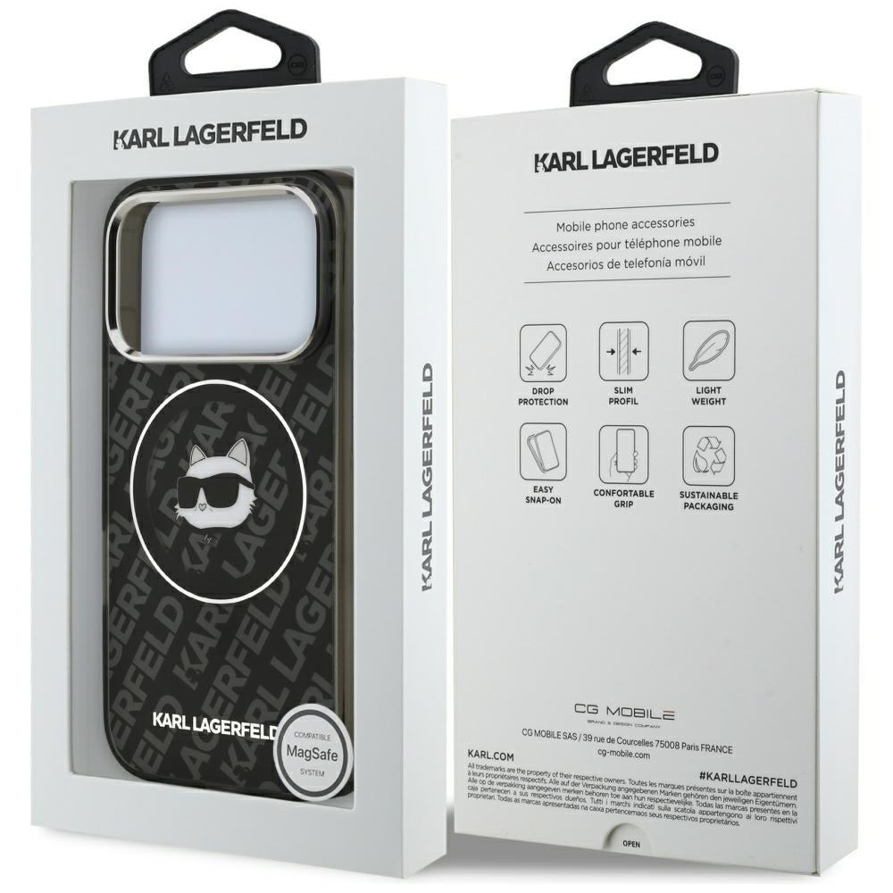 Funda MagSafe para Apple iPhone 17 Pro Max, Karl Lagerfeld, IML Choupette's Head, Negra