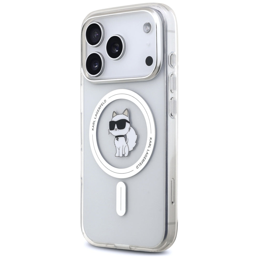 Funda MagSafe para Apple iPhone 17 Pro Max, Karl Lagerfeld, IML Choupette, Transparente