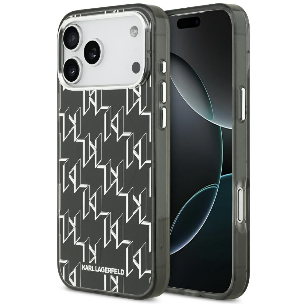 Funda MagSafe para Apple iPhone 17 Pro Max, Karl Lagerfeld, IML KL Monogram, Negra