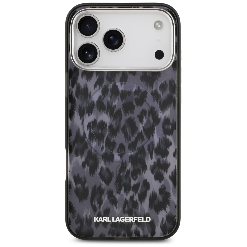 Funda MagSafe para Apple iPhone 17 Pro Max, Karl Lagerfeld, Patrón IML Leopard, Negra