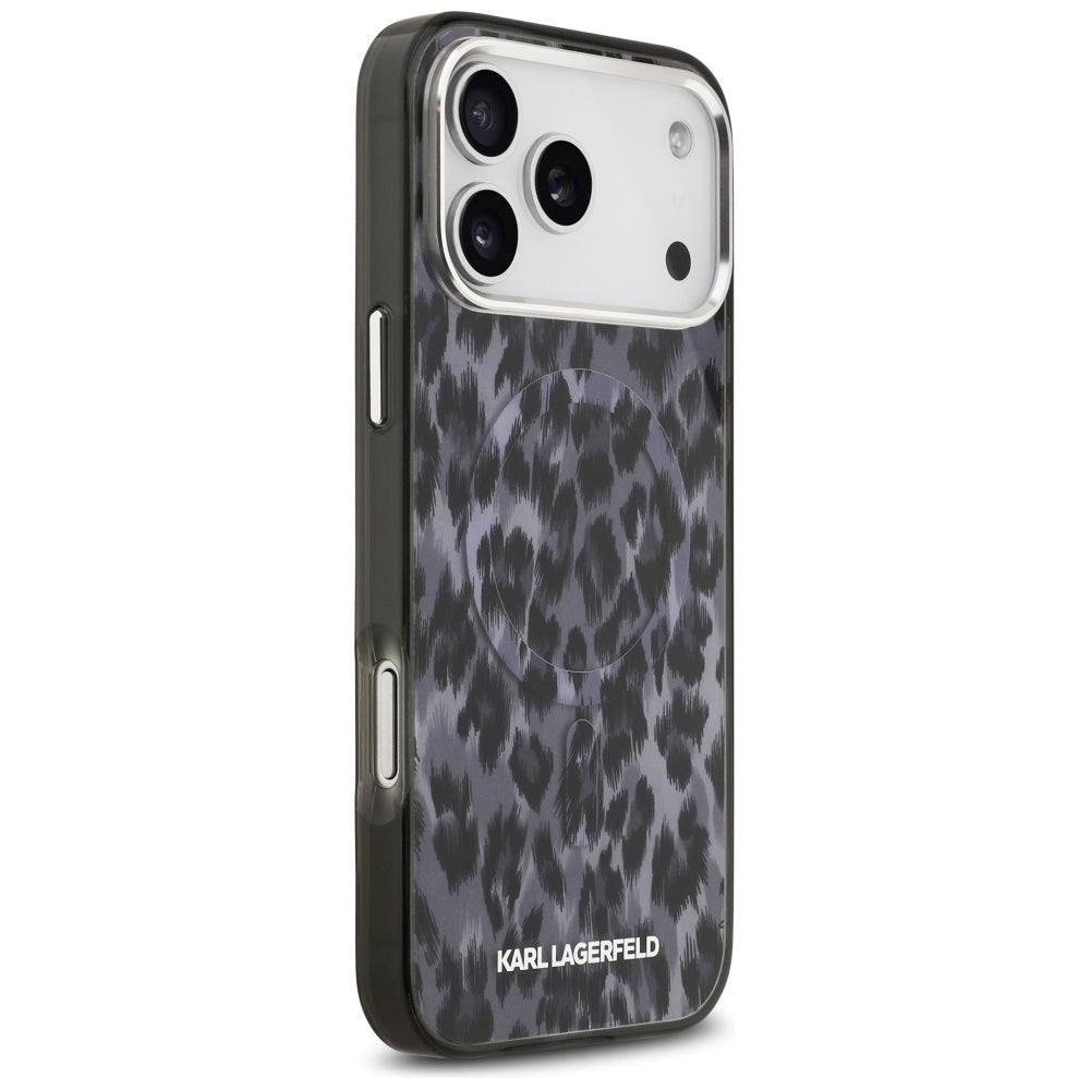 Funda MagSafe para Apple iPhone 17 Pro Max, Karl Lagerfeld, Patrón IML Leopard, Negra