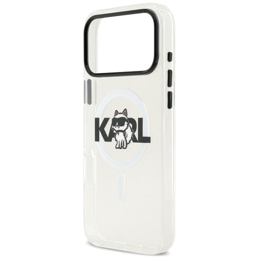 Funda MagSafe para Apple iPhone 17 Pro Max, Karl Lagerfeld, IML Sketch Logo Choupette, Transparente