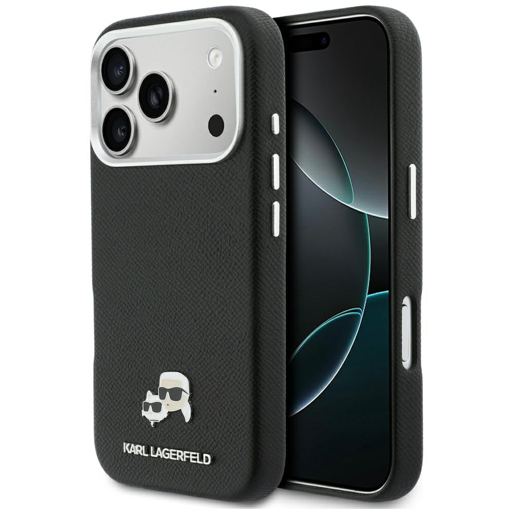 Funda MagSafe para Apple iPhone 17 Pro Max, Karl Lagerfeld, Karl & Choupette Head's Pin, Negra