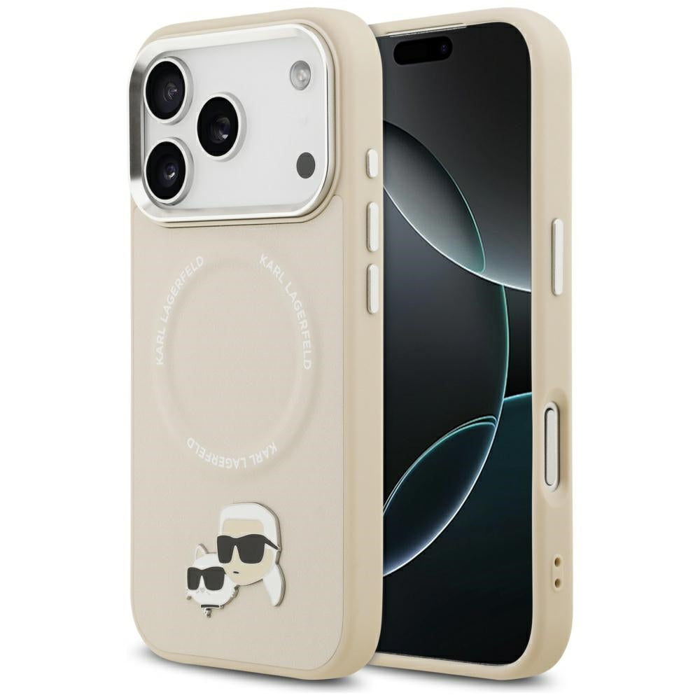 Funda MagSafe para Apple iPhone 17 Pro Max, Karl Lagerfeld, Karl & Choupette Pins, Beige