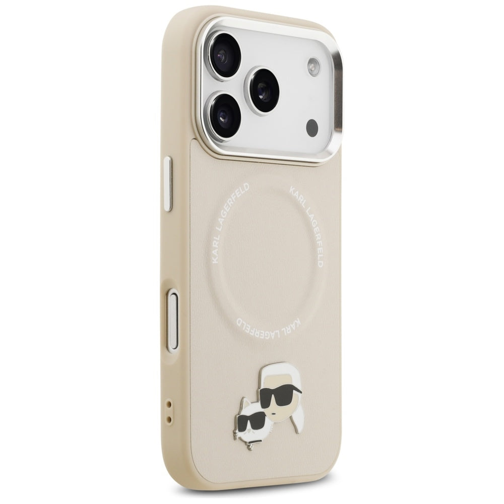 Funda MagSafe para Apple iPhone 17 Pro Max, Karl Lagerfeld, Karl & Choupette Pins, Beige