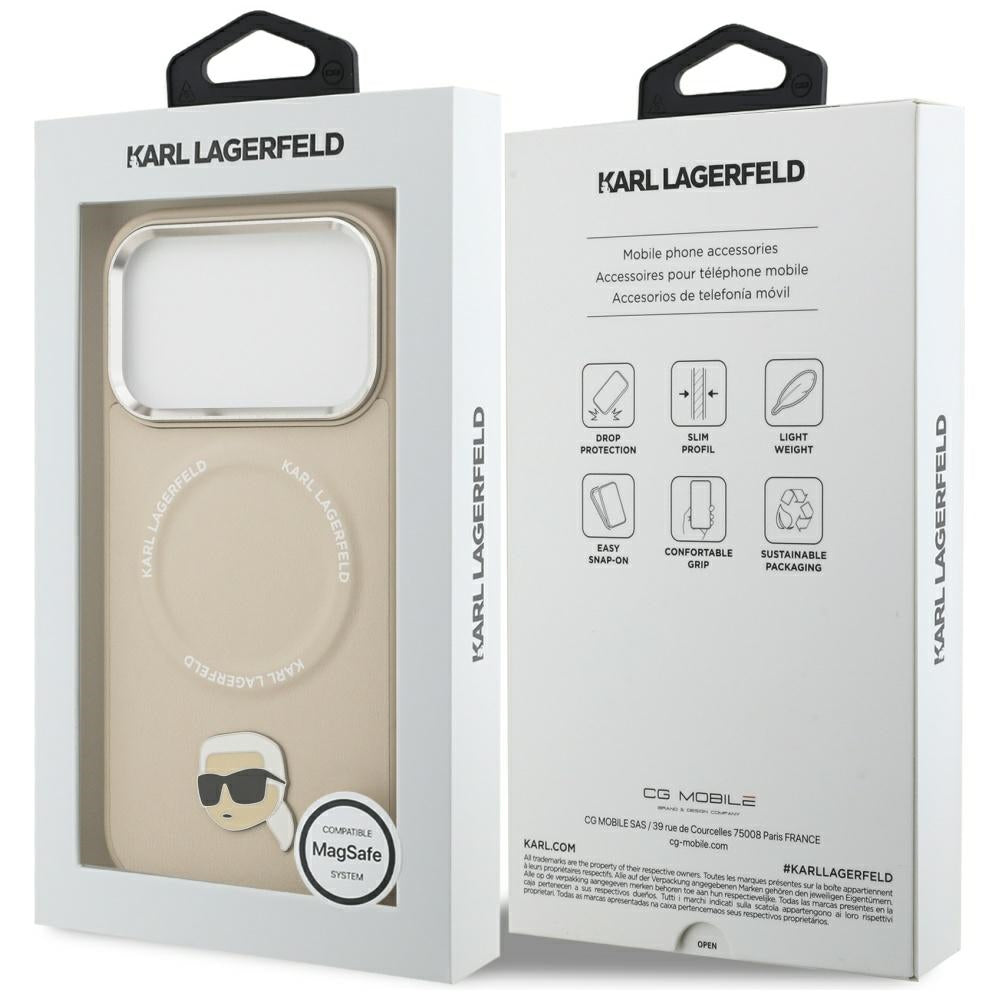 Funda MagSafe para Apple iPhone 17 Pro Max, Karl Lagerfeld, Karl Pin, Beige