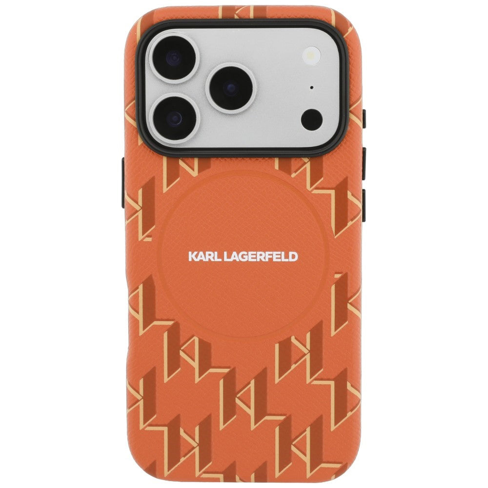 Funda MagSafe para Apple iPhone 17 Pro Max, Karl Lagerfeld, Logo KL Monogram, Naranja