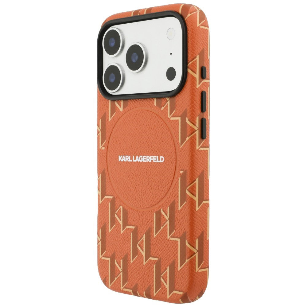 Funda MagSafe para Apple iPhone 17 Pro Max, Karl Lagerfeld, Logo KL Monogram, Naranja