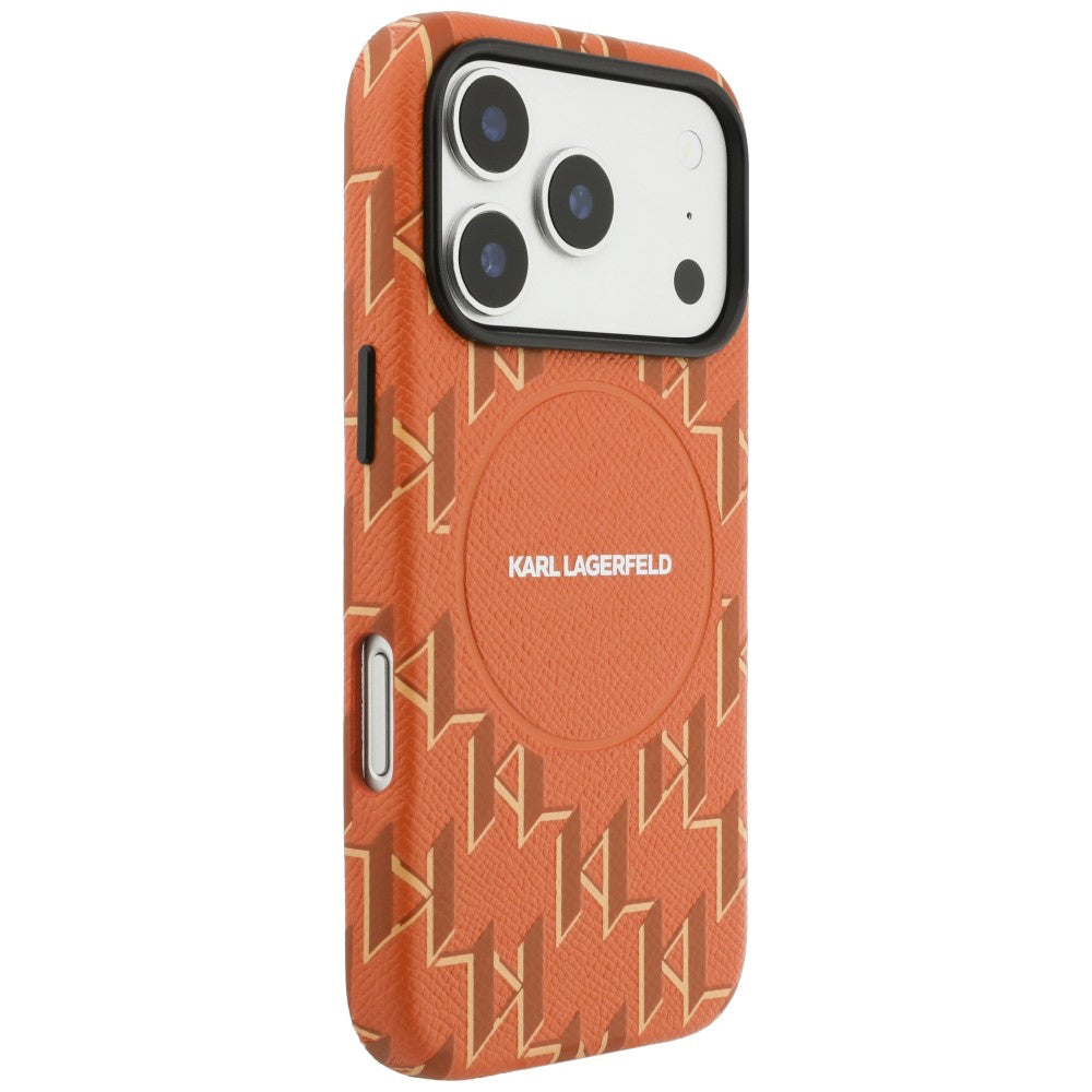 Funda MagSafe para Apple iPhone 17 Pro Max, Karl Lagerfeld, Logo KL Monogram, Naranja