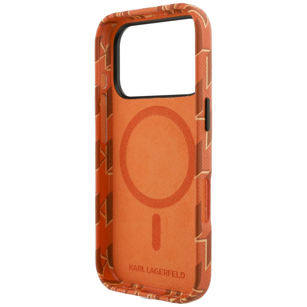 Funda MagSafe para Apple iPhone 17 Pro Max, Karl Lagerfeld, Logo KL Monogram, Naranja