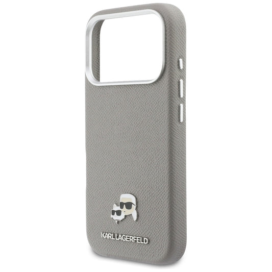 MagSafe Case for Apple iPhone 17 Pro Max, Karl Lagerfeld, Saffiano Karl & Choupette Pins, Grey