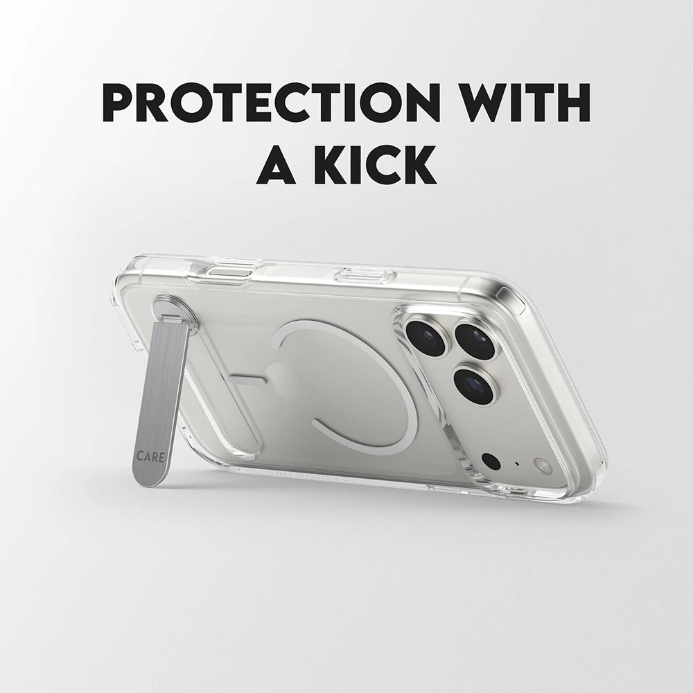 Funda MagSafe para Apple iPhone 17 Pro Max, PanzerGlass, con soporte Care Feature Kickstand, Transparente Blanca