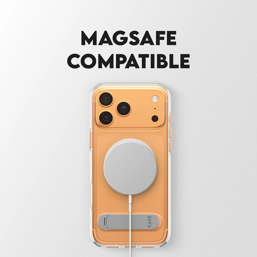 Funda MagSafe para Apple iPhone 17 Pro Max, PanzerGlass, con soporte Care Feature Kickstand, Transparente Blanca
