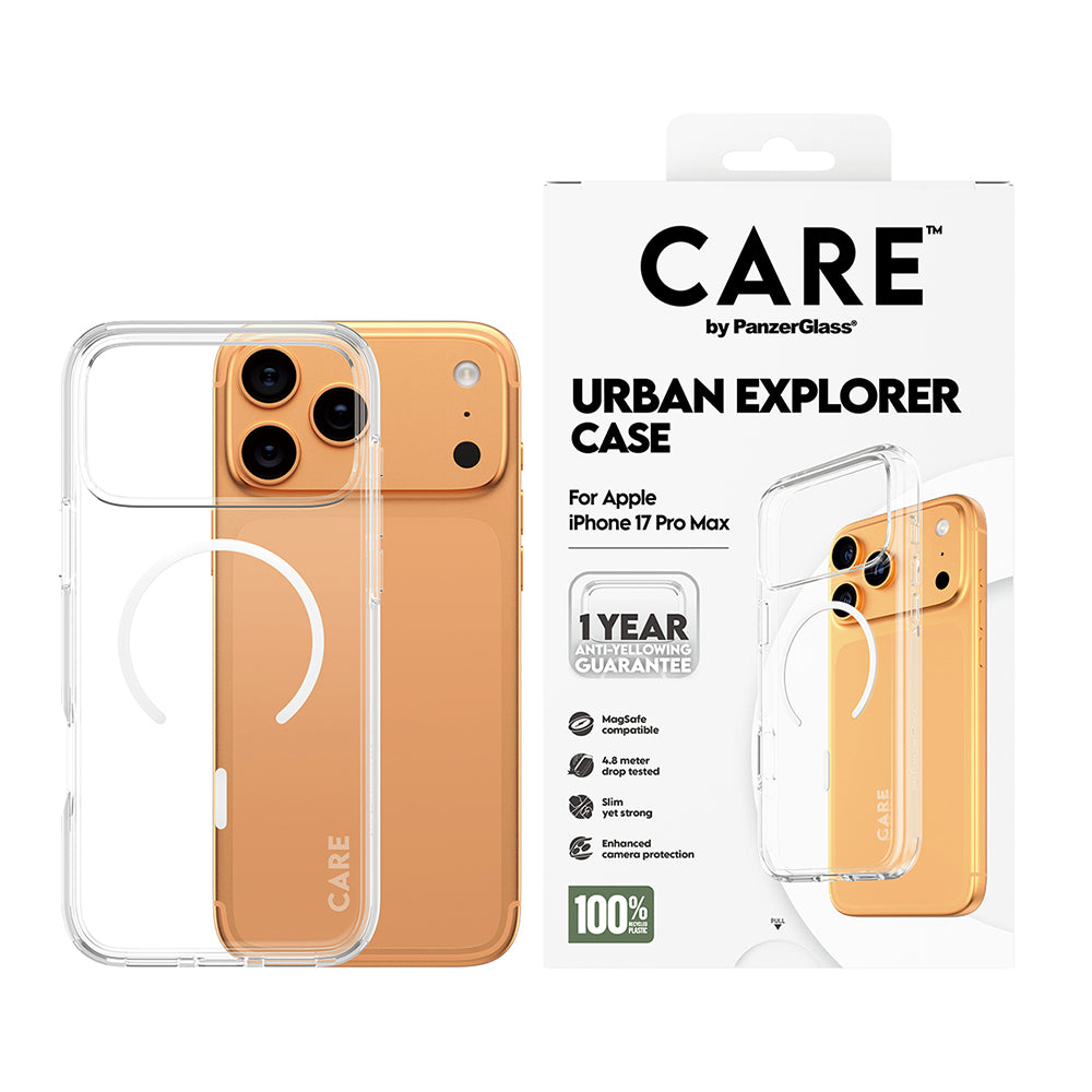 Funda MagSafe para Apple iPhone 17 Pro Max, PanzerGlass, Care Urban Explorer, Transparente Blanca