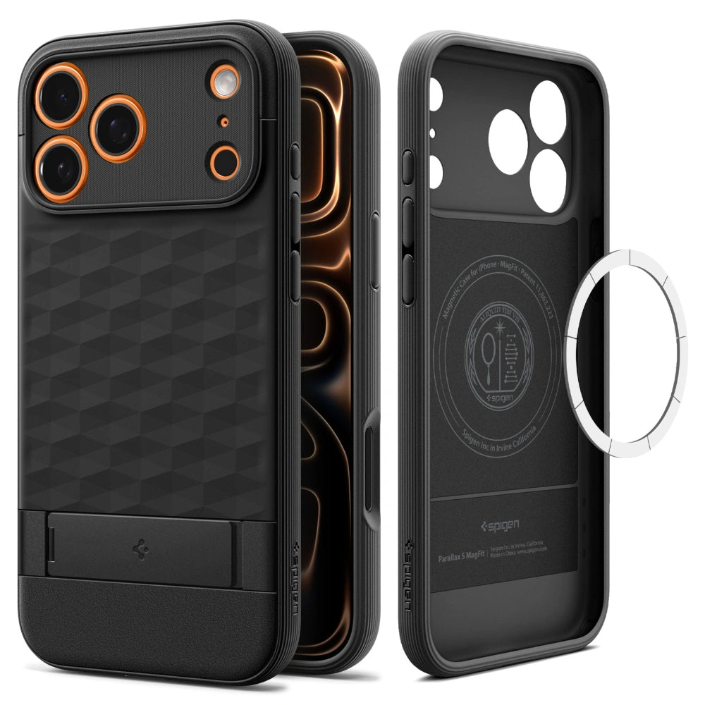 Funda MagSafe para Apple iPhone 17 Pro Max, Spigen, Caseology Parallax S, Negra Mate