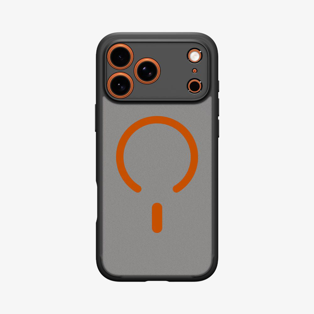 Funda MagSafe para Apple iPhone 17 Pro Max, Spigen, Ultra Hybrid, Negra Naranja Satinada ACS10482