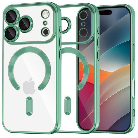 Funda MagSafe para Apple iPhone 17 Pro Max, Techsuit, Luxury Crystal, Verde Claro