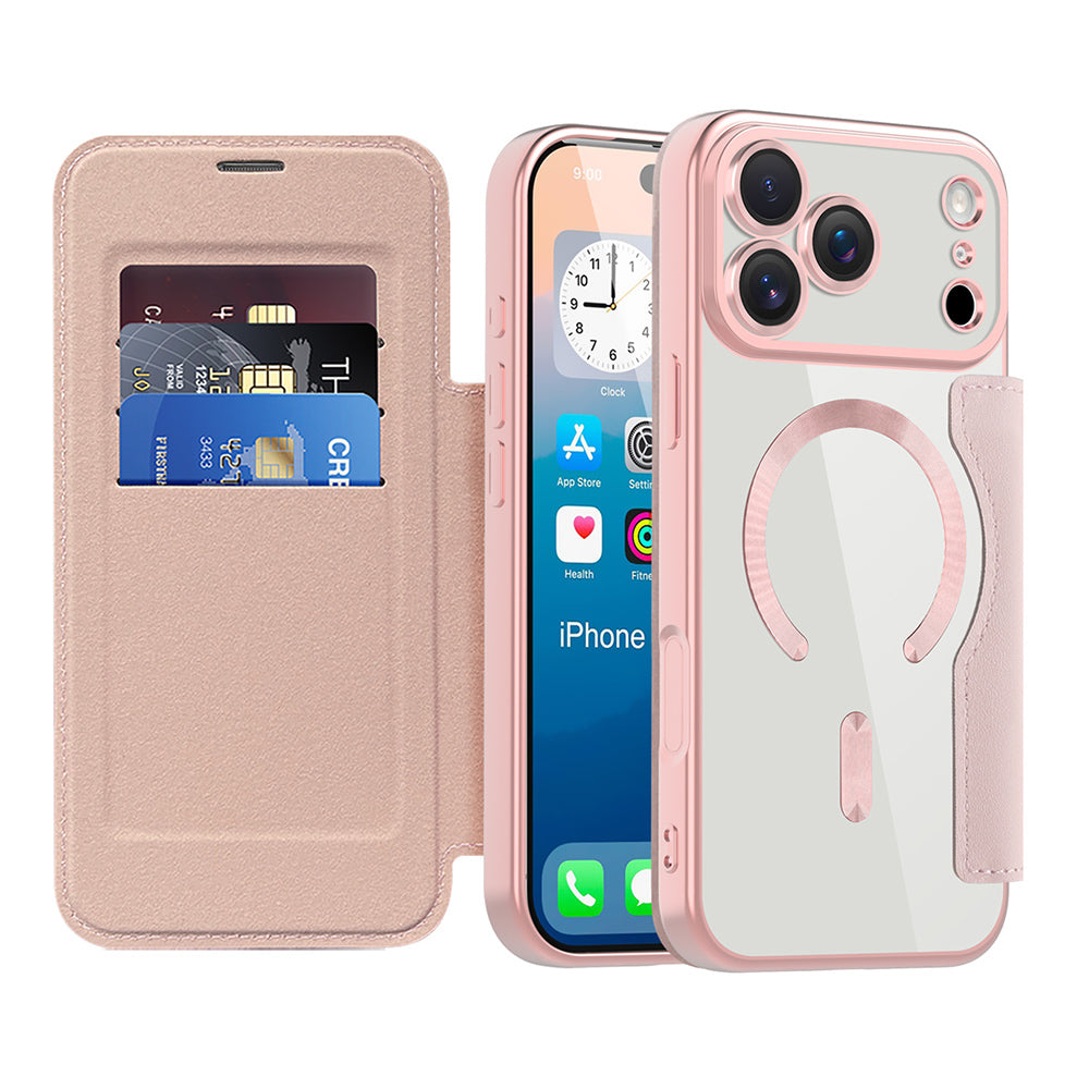 Funda MagSafe para Apple iPhone 17 Pro Max, Techsuit, SmartMag Book, Rosa