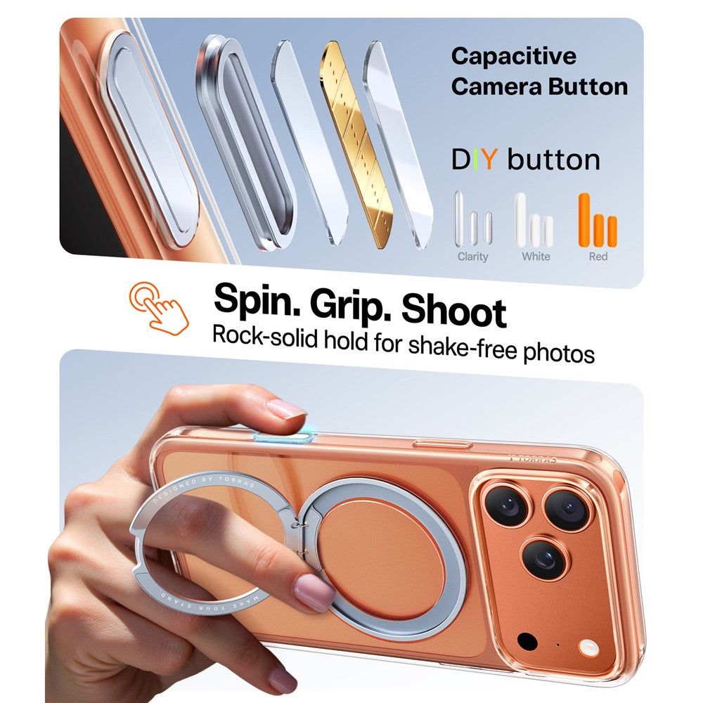 Funda MagSafe para Apple iPhone 17 Pro Max, Torras, Ostand Pro, Transparente