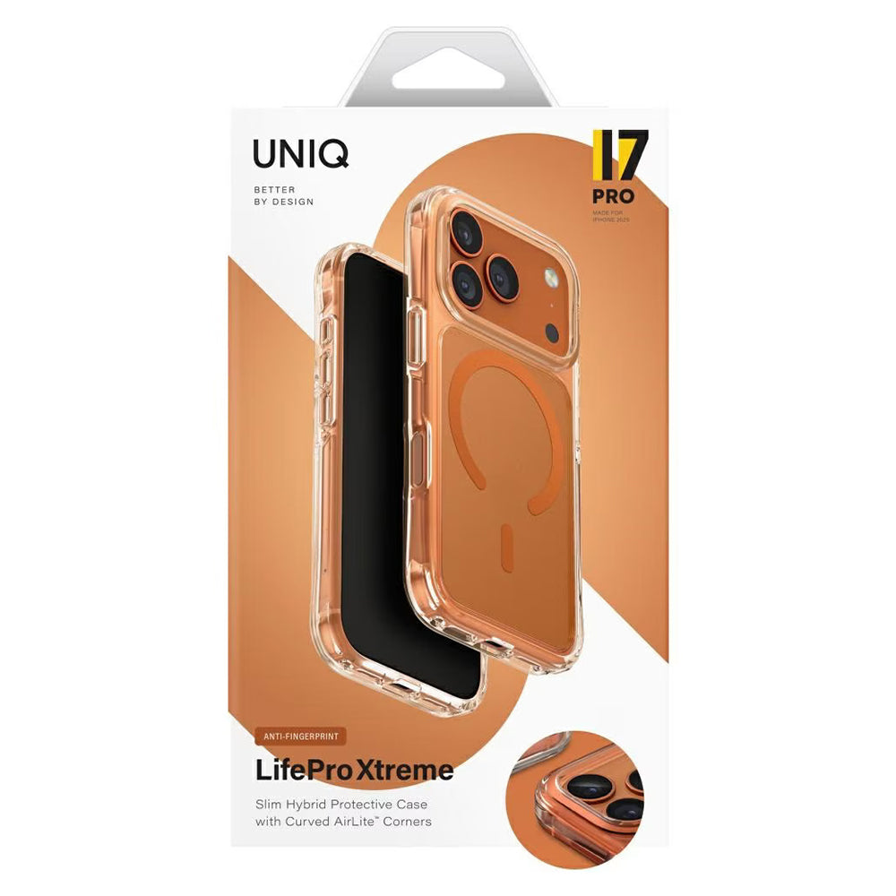 Funda MagSafe para Apple iPhone 17 Pro Max, UNIQ, LifePro Xtreme MagClick, Naranja