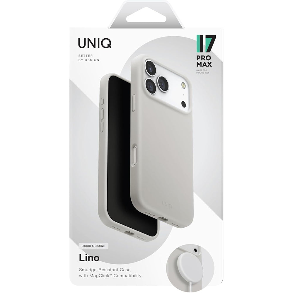 Funda MagSafe para Apple iPhone 17 Pro Max, UNIQ, Lino MagClick, Gris
