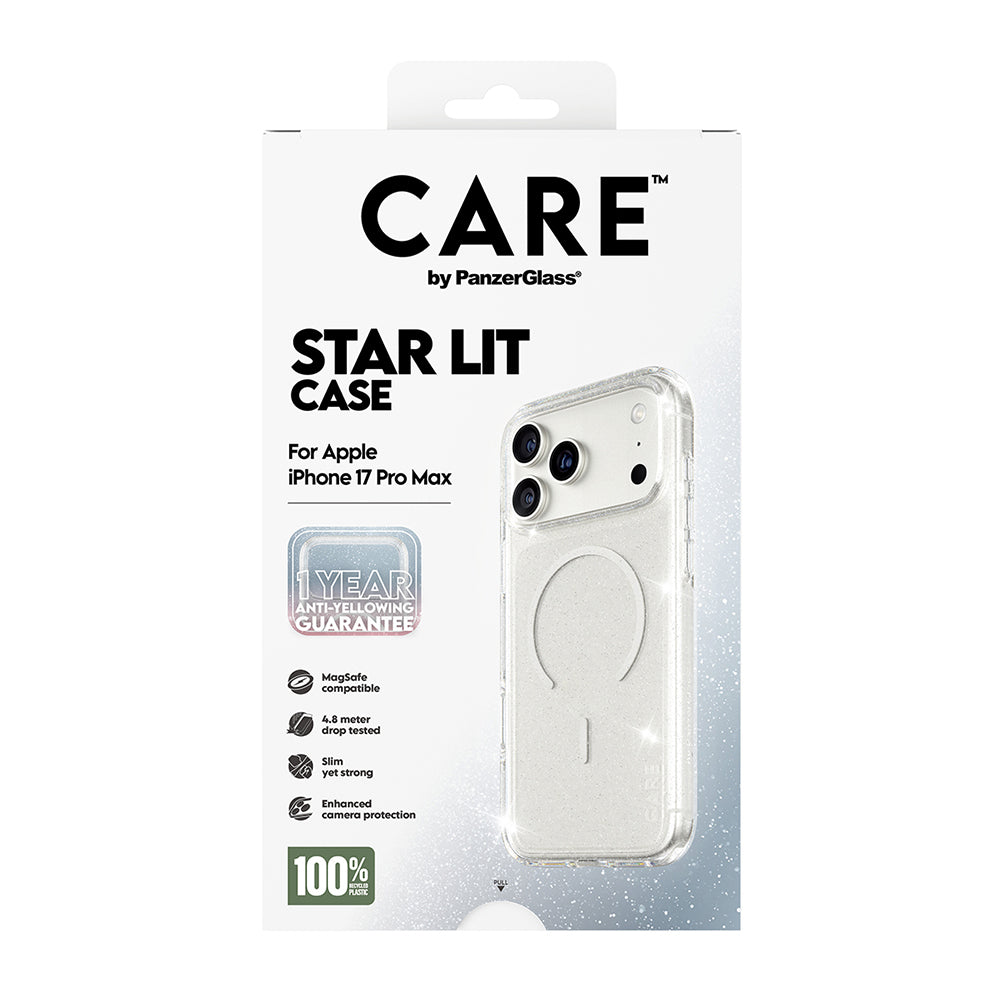 Funda MagSafe para Apple iPhone 17 Pro, PanzerGlass, Care Urban Explorer Star Lit, Transparente Blanca