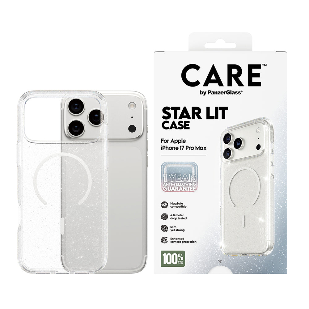 Funda MagSafe para Apple iPhone 17 Pro, PanzerGlass, Care Urban Explorer Star Lit, Transparente Blanca