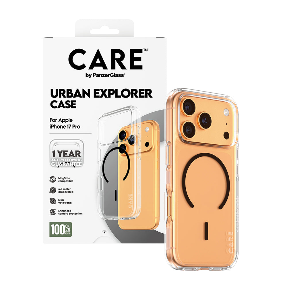 Funda MagSafe para Apple iPhone 17 Pro, PanzerGlass, Care Urban Explorer, Transparente Negra