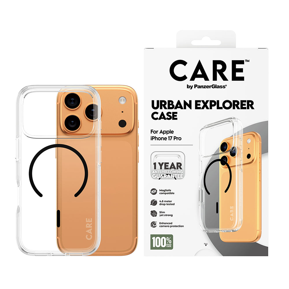 Funda MagSafe para Apple iPhone 17 Pro, PanzerGlass, Care Urban Explorer, Transparente Negra