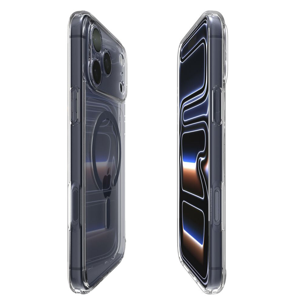 Funda MagSafe para Apple iPhone 17 Pro, Spigen, Ultra Hybrid, Transparente Azul Marino ACS11111