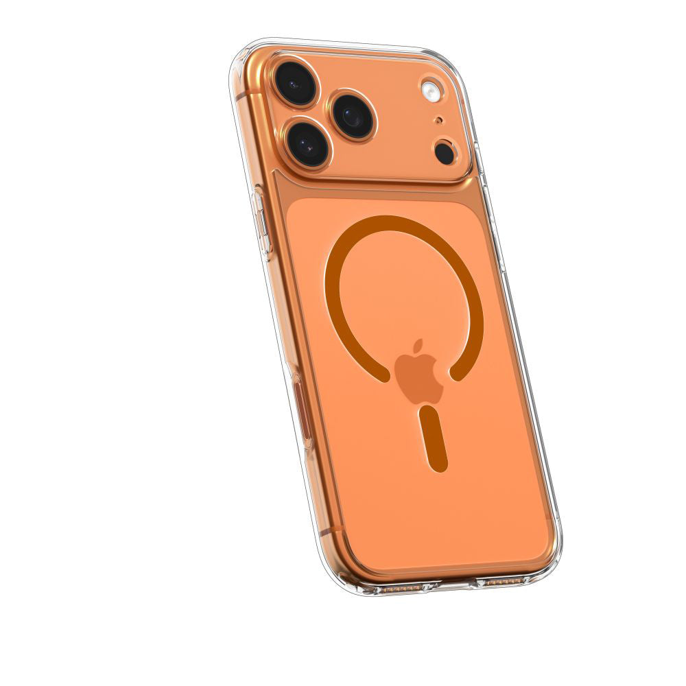 Funda MagSafe para Apple iPhone 17 Pro, Spigen, Ultra Hybrid, Transparente Naranja ACS11112