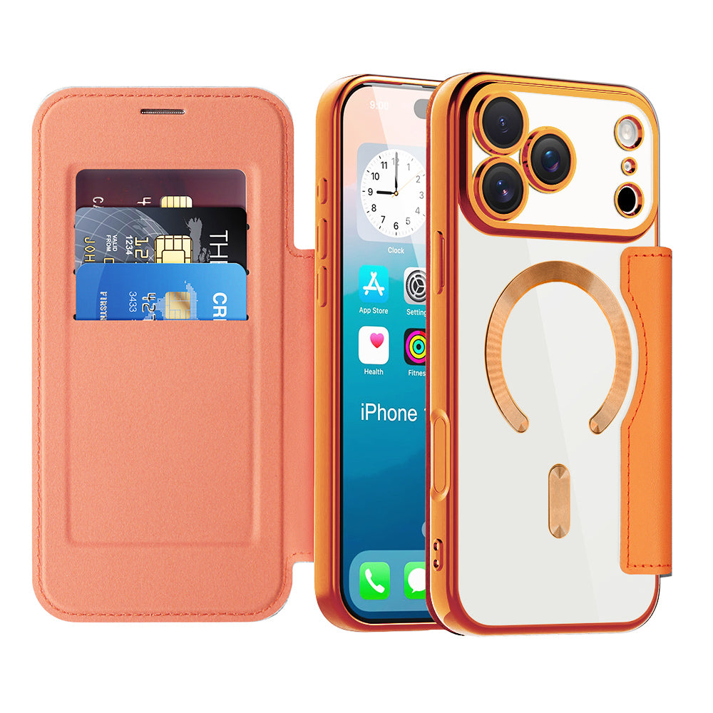 Funda MagSafe para Apple iPhone 17 Pro, Techsuit, SmartMag Book, Naranja