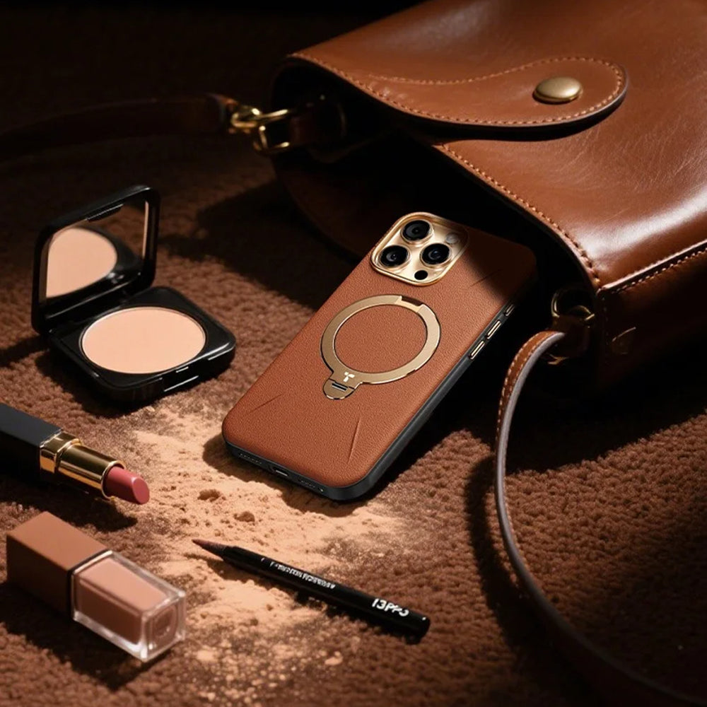 Funda MagSafe para Apple iPhone 17 Pro, Torras, QPRO Leather, Marrón