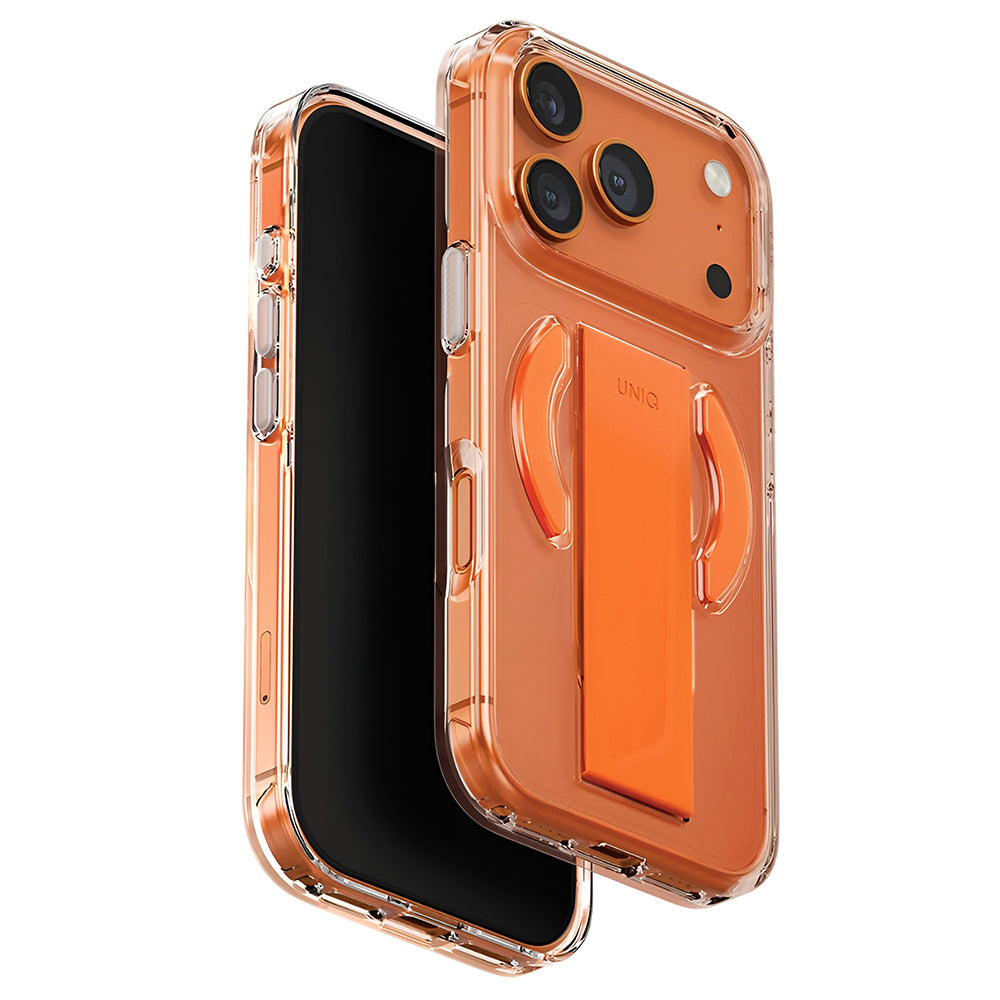 Funda MagSafe para Apple iPhone 17 Pro, UNIQ, Heldro Air MagClick, Transparente Naranja