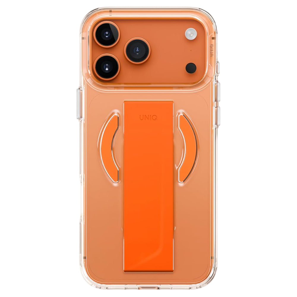 Funda MagSafe para Apple iPhone 17 Pro, UNIQ, Heldro Air MagClick, Transparente Naranja