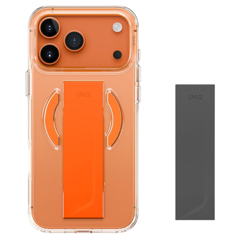 Funda MagSafe para Apple iPhone 17 Pro, UNIQ, Heldro Air MagClick, Transparente Naranja