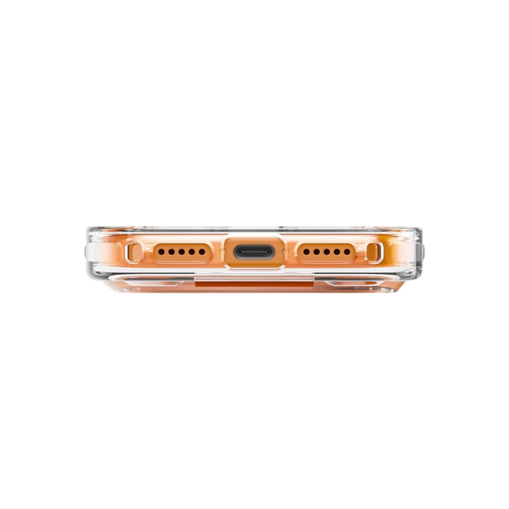 Funda MagSafe para Apple iPhone 17 Pro, UNIQ, Heldro Air MagClick, Transparente Naranja