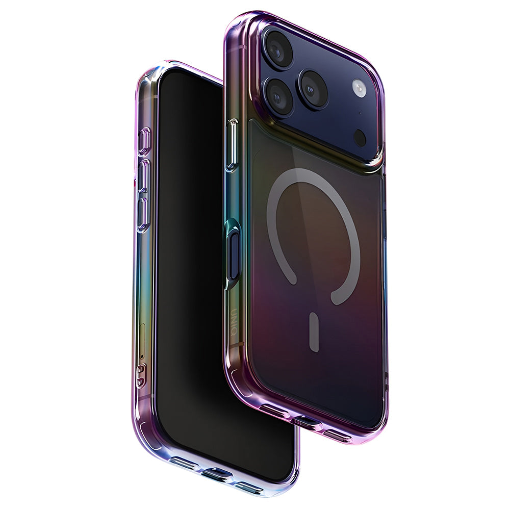 Funda MagSafe para Apple iPhone 17 Pro, UNIQ, Iridescia MagClick, Aurora