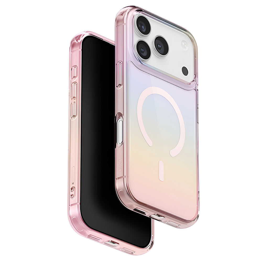 Funda MagSafe para Apple iPhone 17 Pro, UNIQ, Iridescia MagClick, Azul Pastel