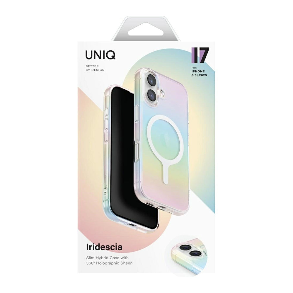 Funda MagSafe para Apple iPhone 17 Pro, UNIQ, Iridescia MagClick, Multicolor