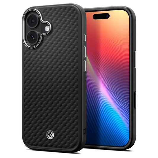 Funda MagSafe para Apple iPhone 17, Spigen, Enzo Aramid T, Negra Plateada