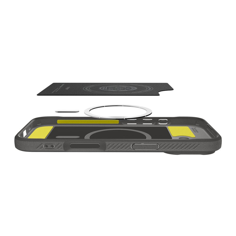 Funda MagSafe para Apple iPhone 17, Spigen, Rugged Armor, Gris