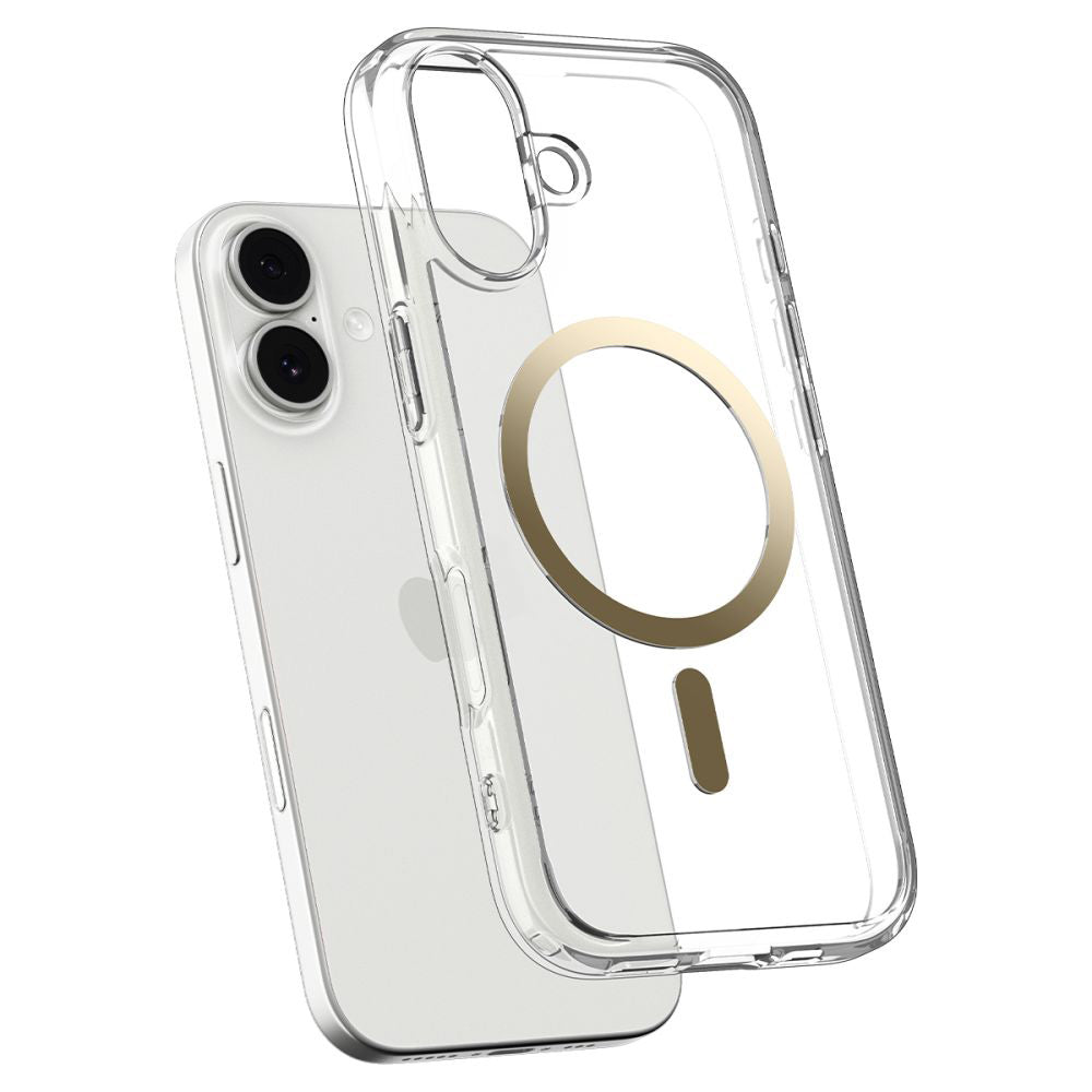 Funda MagSafe para Apple iPhone 17, Spigen, Ultra Hybrid, Dorada Transparente ACS10382