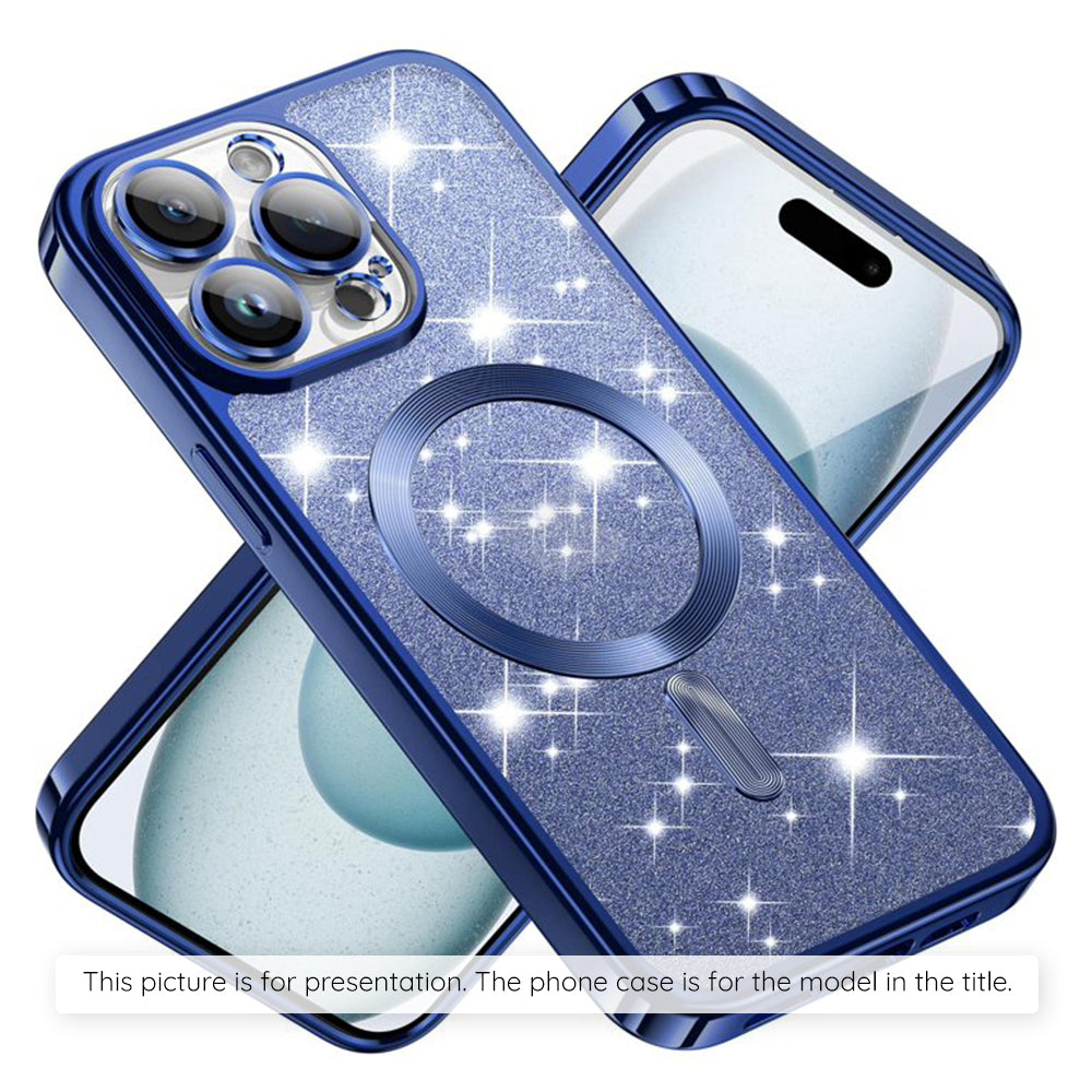 Funda MagSafe para Apple iPhone 17, Techsuit, Luxury Glitter, Azul Oscuro