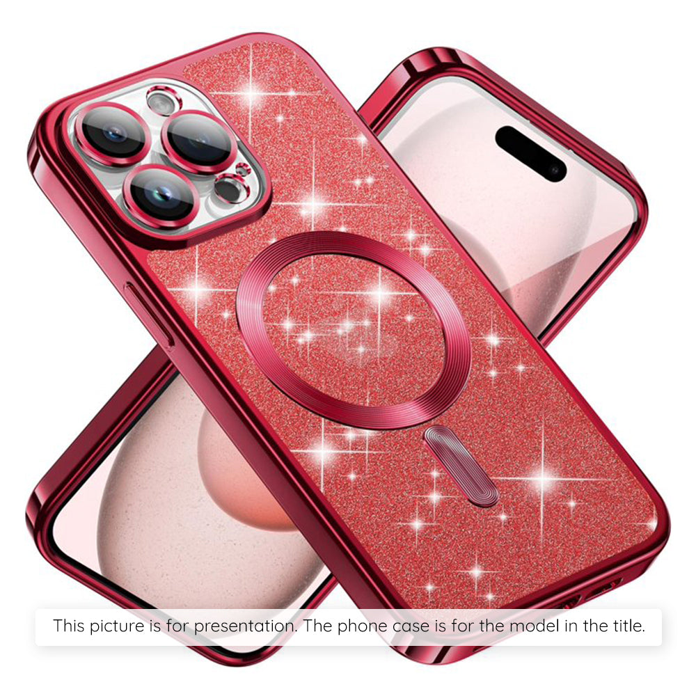 Funda MagSafe para Apple iPhone 17, Techsuit, Luxury Glitter, Roja