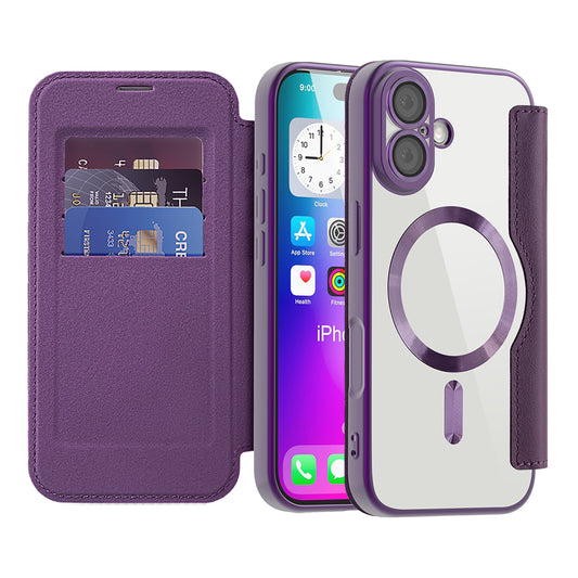 Funda MagSafe para Apple iPhone 17, Techsuit, SmartMag Book, Morado