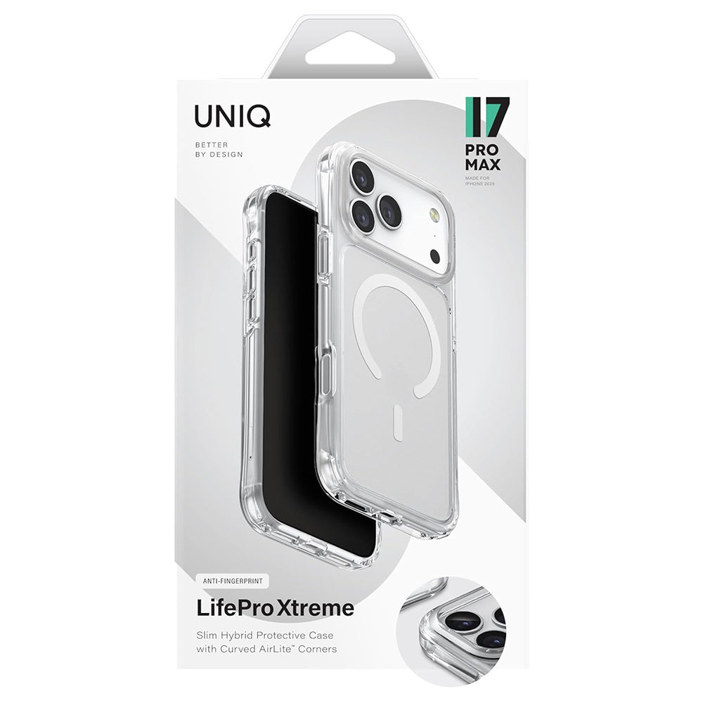 Funda MagSafe para Apple iPhone 17, UNIQ, LifePro Xtreme MagClick, Transparente