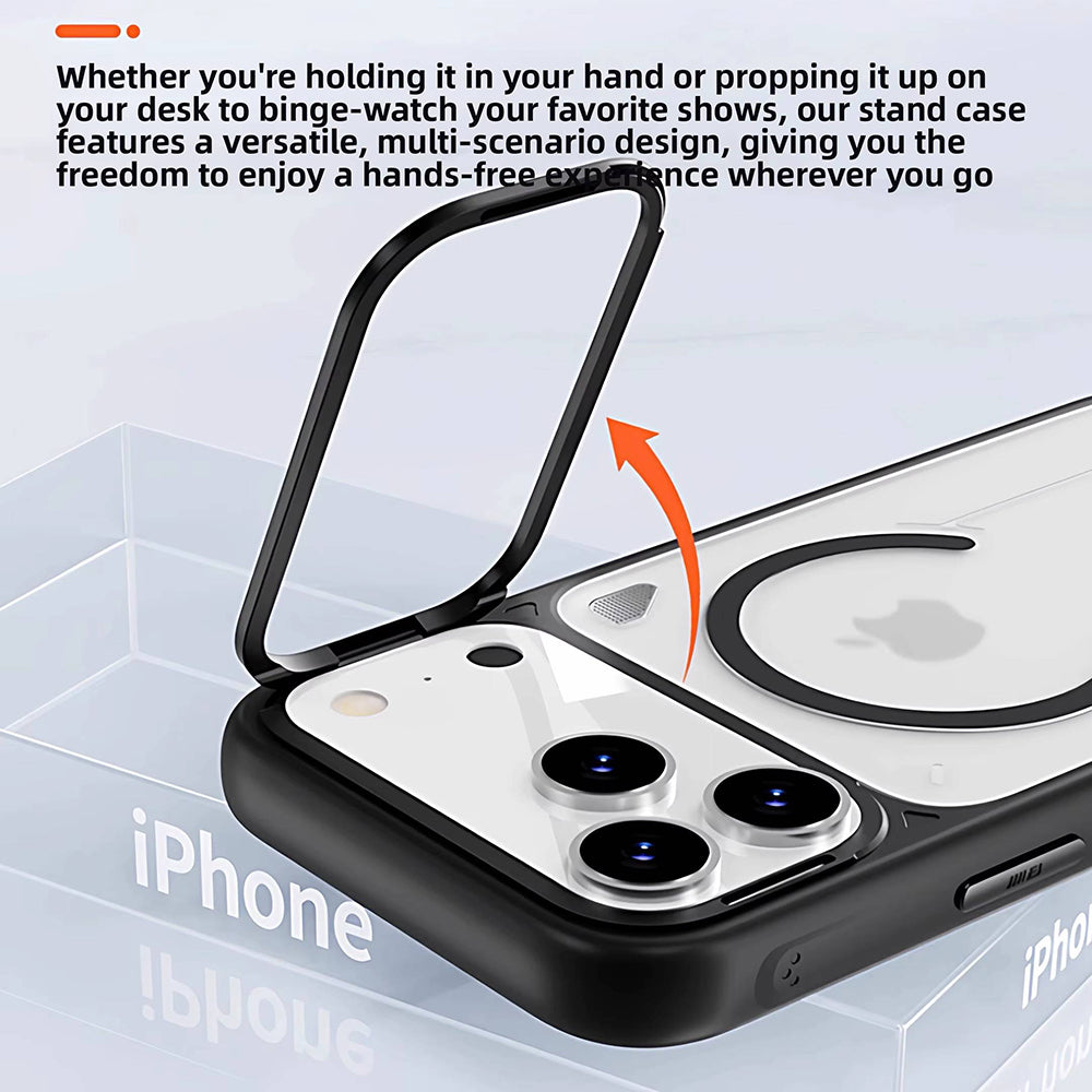 Funda MagSafe para Apple iPhone 18 Pro / 17 Pro, Blueo, soporte con disipación del calor, naranja transparente satinada
