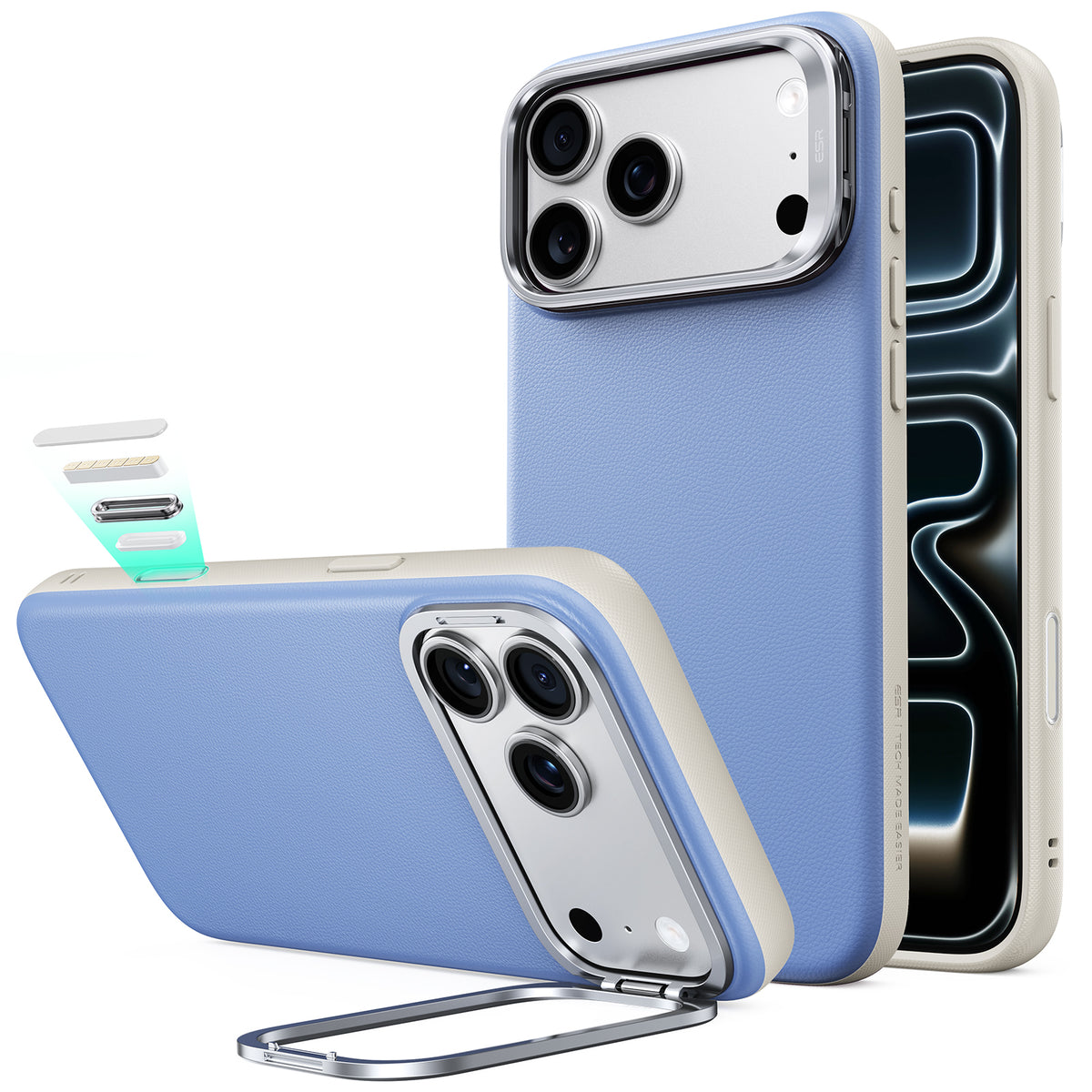 Funda MagSafe para Apple iPhone 18 Pro / 17 Pro, ESR, Atelier con soporte, Azul
