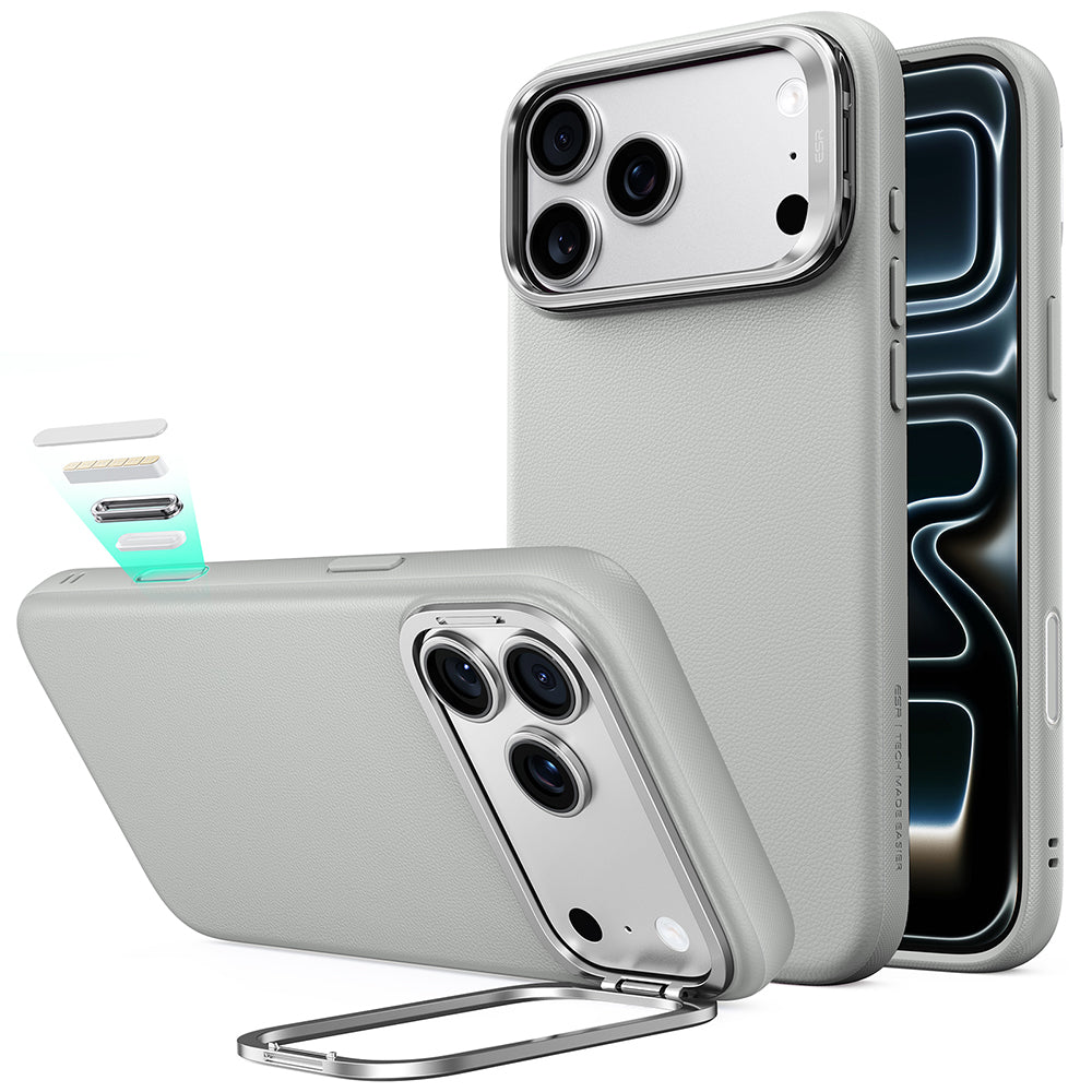 Funda MagSafe para Apple iPhone 18 Pro / 17 Pro, ESR, Atelier con soporte, Gris